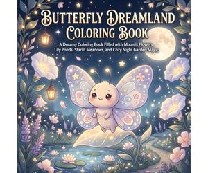 Butterfly Dreamland Coloring Book: A Dreamy Coloring Book Filled with Moonlit Flowers, Lily Ponds, Starlit Meadows, and Cozy Night Garden Magic