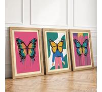 Butterfly Dreams Modern Set of 3 Framed Wall Art Prints A2 (59.4×42cm)