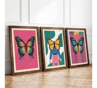 Butterfly Dreams Modern Set of 3 Framed Wall Art Prints A2 (59.4×42cm)