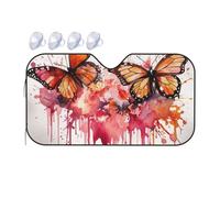Butterfly drip Spray Watercolor Car Windshield Sun Shade Foldable Car Sun Shade Front Windshield Sunshade Windshield Cover Reflective Sun Visor Keep Your Vehicle Cool for Most Sedans SUV Truck