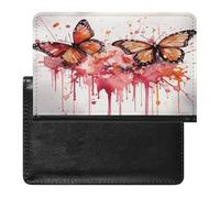 Butterfly Drip Spray Watercolor Passport Holder Passport Wallet Document Organizer Protector PU Leather Card Slot Travel Accessories