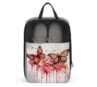 Butterfly Drip Spray Watercolor Shoe Bags Foldable Breathable Portable Shoe Puches Organizer Stylish Expandable Packing Travel Shoes Bags for Sneakers Gym Luggage Closet
