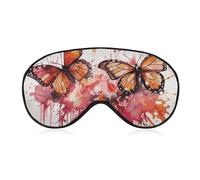 Butterfly Drip Spray Watercolor Sleep Mask for Women Men, Soft Eye Mask with Adjustable Strap for Sleeping, Light Blocking Travel Blindfold for Nap Comfortable Eye Cover for Home Office