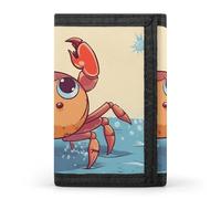 Butterfly Drip Spray Watercolor Trifold Wallet Front Pocket Coin Purse - Slim Credit Card Holder for Men & Women, Summer cartoon crab, One Size, Classic