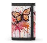 Butterfly Drip Spray Watercolor Trifold Wallet Front Pocket Coin Purse - Slim Credit Card Holder for Men & Women, Butterfly drip spray watercolor, One Size, Classic