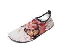Butterfly Drip Spray Watercolor Water Shoes for Men Women, Lightweight Stretch Swim Shoes with Anti-Slip Rubber Sole, Quick-Dry Aqua Socks for Pool, Beach, Surfing, Style, 4 Women/4 Men