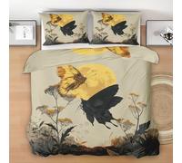 Butterfly Duvet Cover Set Cot Bed for Kids Boys Girls, Retro Flower Bedding Set Junior 120x150 cm, Breathable Hypoallergenic Soft Reversible Toddler Duvet with 1 Pillowcase
