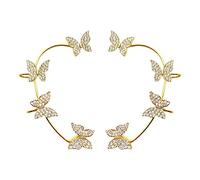 Butterfly Ear Cuffs Earrings for Women Climber Wrap Around Earrings Glitter Fairy Non-Piercing Ear Clip Fake Earrings Prom Party Bridal Wedding Jewelry, Zinc, Cubic Zirconia