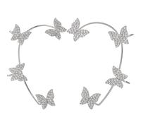 Butterfly Ear Wrap Earrings - 2Pcs Silver Adjustable Vintage Ear Cuff Earrings with Rhinestone No Piercing Ear Clip for Women Girls