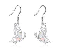 Butterfly Earrings 925 Sterling Silver Opal Half Butterfly Earrings Wing Dangle Dangling Drop Earrings Jewellery Gift for Women