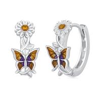 Butterfly Earrings 925 Sterling Silver Sunflower Hoop Earrings Butterfly Jewelry Gifts for Women Girls