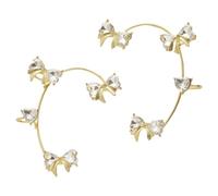 Butterfly Earrings Ear Cuffs Non Piercing Tassel Exquisite Zircon Ear Clips Bridal Wedding Jewelry Multi Hoop Earrings for Women (GD3, One Size)