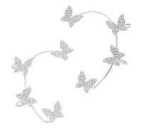 Butterfly Earrings Ear Cuffs Non Piercing Tassel Exquisite Zircon Ear Clips Bridal Wedding Jewelry Multi Hoop Earrings for Women (SL1, One Size)