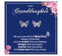 Butterfly Earrings for Granddaughter, Inspirational Earrings Gift, Be Your Own Kind of Beautiful Jewelry, Encouragement Gift from Grandma Grandpa - 1 Pair or 3 Pairs Set, M, Stainless Steel, No