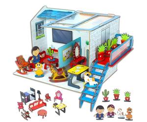 Butterfly EduFields Wooden Dolls House with 10 furnitures for Kids ages 5+