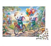 Butterfly Elephant 1000 Piece Jigsaw Puzzle Elephants Riding Bikes for Adult Educational Games Beautiful Decoration Difficult Challenging Birthday Gifts 70x50cm/1000pcs