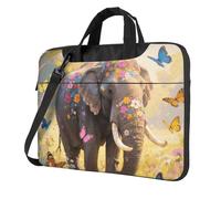 Butterfly Elephant Laptop Bag 13-15.6Inch, 360° Protective Laptop Sleeve Case Shockproof Messenger Shoulder Bag Waterproof Computer Case Carrying Cover Briefcases for Men Women