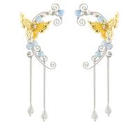 Butterfly Elf Ear Cuffs Handmade Fairy Wing Earrings, Non-Piercing Ear Clips, 6.7inch, 聚氯乙烯