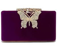 Butterfly Evening Clutch for Women Shiny Evening Bag Purses Gorgeous Handbags for Feast Party Wedding, Purple