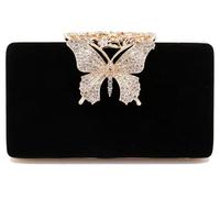 Butterfly Evening Clutch for Women Shiny Evening Bag Purses Gorgeous Handbags for Feast Party Wedding, Black
