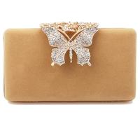 Butterfly Evening Clutch for Women Shiny Evening Bag Purses Gorgeous Handbags for Feast Party Wedding, Khaki