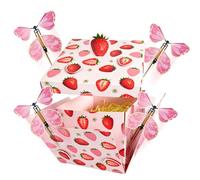 Butterfly Explosion Gift Box Flying Butterfly Surprise Box with 4 Flying Butterflies strawberry appearance Creative DIY Pop Up Gifts Boxes for Mothers day Valentines Birthday Anniversary (pink)