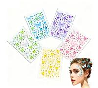 Butterfly Face Stickers Set, Multicolor Decorative Crystal Gems with Rhinestones, Fashion Makeup Accessories for Party, Festivals, Cosplay