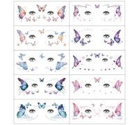 Butterfly Face Tattoos for Festivals 10pcs Butterfly Temporary Eye Tattoos for Makeup Party Birthday Performance Eye Makeup Patches for Women Colorful Butterflies Realistic Face Decor (Butterfly-B)