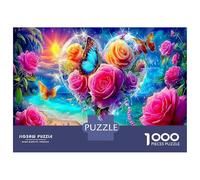 Butterfly Fairy 1000pcs Jigsaw Puzzle Psychedelic Roses Art - Heavy-Duty Jigsaw Cardboard & Puzzle for The Whole Family 70x50cm/1000pcs Relaxation Jigsaw Puzzle