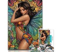 Butterfly Fairy Jigsaw Puzzles for Teenagers 1000 Piece Puzzle,Stress Reliever Difficult Challenge Enhance Love between Couples 50x75cm