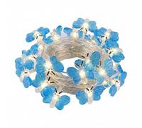 Butterfly Fairy Lights 2M 20 LED Battery Operated Warm White String Lights Transparent Butterfly Shaped Lights with Flexible Copper Wire for Indoor Outdoor Decor Bedroom Garden Wedding Party (Blue)