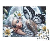 Butterfly Fairy Moonlight 1000pc Heavy-duty Cardboard Puzzle for Adults Brain Teaser Lovers Team Building Holiday Pastime Collectible Item Missing Piece Guarantee 70x50cm/1000pcs