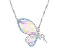 Butterfly Fairy Pendant Necklace - Woman 925 Sterling Silver Elegant Angel Birthstone Crystal Necklace Jewelry Christmas Anniversary Birthday Gift for Wife Daughter Mother DP0371W