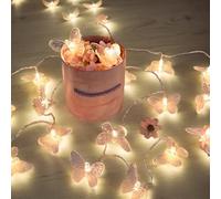 Butterfly Fairy String Lights - 3m 20LED Battery Powered Decorative Lights for Home, Bedroom, Indoor Outdoor Garden, Wedding Party, Holiday Decoration (Transparent)