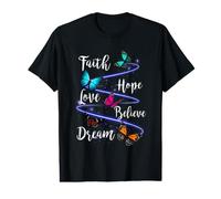Butterfly Faith Hope Love Faith Dream Christian Value Graphic T-Shirt
