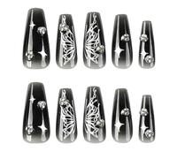 Butterfly False Nails Tips Detachable Press On Nails Full Cover False French Tip Manicures Supplies Butterfly Press On Full Cover French Tip For Women