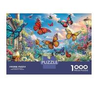 Butterfly Fantasy Jigsaws 1000 Piece Puzzle Butterflies in Psychedelic Garden Challenge High Difficulty Impossible Wall Decor for Adults Kids 70x50cm/1000pcs