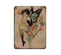 Butterfly Fashion Tin Sign Vintage Metal Pub Club Cafe Bar Home Wall Art Decoration Poster Retro 12x16inch(30x40cm)