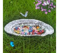 Butterfly Feeder - Outdoor Ceramic Butterfly Puddler and Bee Watering Station with Colored Glass Bead - Garden Decor for Feeding Butterflies and Bees