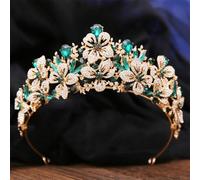 Butterfly Floral AB Color Crystal Crown Rhinestone Princess Pageant Diadem Wedding Hair Accessories Tiaras Jewelry Gold EN8