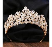Butterfly Floral AB Color Crystal Crown Rhinestone Princess Pageant Diadem Wedding Hair Accessories Tiaras Jewelry Gold White