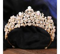 Butterfly Floral AB Color Crystal Crown Rhinestone Princess Pageant Diadem Wedding Hair Accessories Tiaras Jewelry Gold AB Color