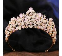Butterfly Floral AB Color Crystal Crown Rhinestone Princess Pageant Diadem Wedding Hair Accessories Tiaras Jewelry Gold pnnrk Opal