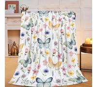 Butterfly Floral Blanket Butterfly Gifts for Women Girls Super Soft Cozy Fleece Colorful Flower Butterflies Throw Blanket Lightweight Plush Bedding Decor Blanket for Kids 40''X50''