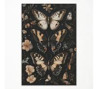 Butterfly Floral Canvas Wall Art, Moody Moth Poster for Room Aesthetic, Dark Academia Butterflies Wall Art, Gothic Rustic Botanical Flowers Picture, Maximalist Goth Art Print 8x12in Unframed