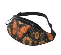 Butterfly Floral Crossbody Bag Vintage Indie Boho Hands-Free Bag Sunflowers Fanny Pack Theme Park Guests 14X35CM