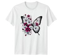 Butterfly Floral Design Butterflies Nature Mens T Shirt Womens Tee Graphic Unisex Top Spring Fashion 4XL White