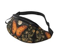 Butterfly Floral Fanny Pack Vintage Indie Boho Crossbody Bag Sunflowers Hands-Free Bag Outdoor Photographers 14X35CM