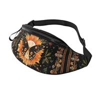 Butterfly Floral Hands-Free Bag Vintage Indie Boho Fanny Pack Sunflowers Crossbody Bag Scooter Riders 14X35CM