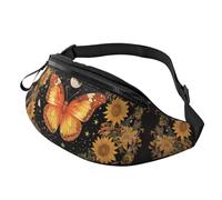 Butterfly Floral Hands-Free Bag Vintage Indie Boho Fanny Pack Sunflowers Crossbody Bag Street Performers 14X35CM